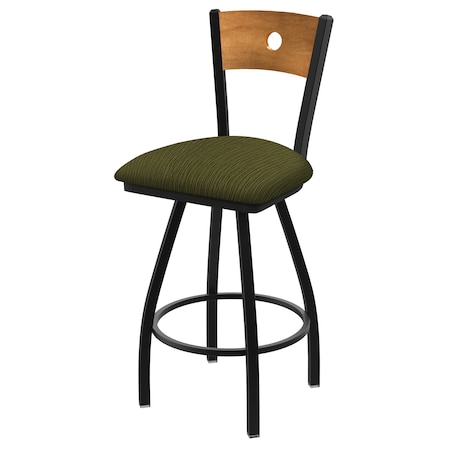 Holland Bar Stool Co 36" Swivel Counter Stool, Black Wrinkle, Med Back, Graph Parrot Seat X830